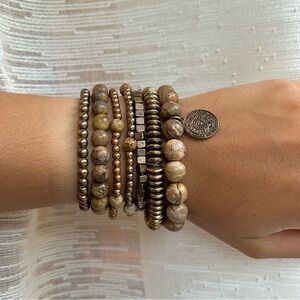Multiple Beads Layering Bracelet Sets Elastic Sec - 7 pieces